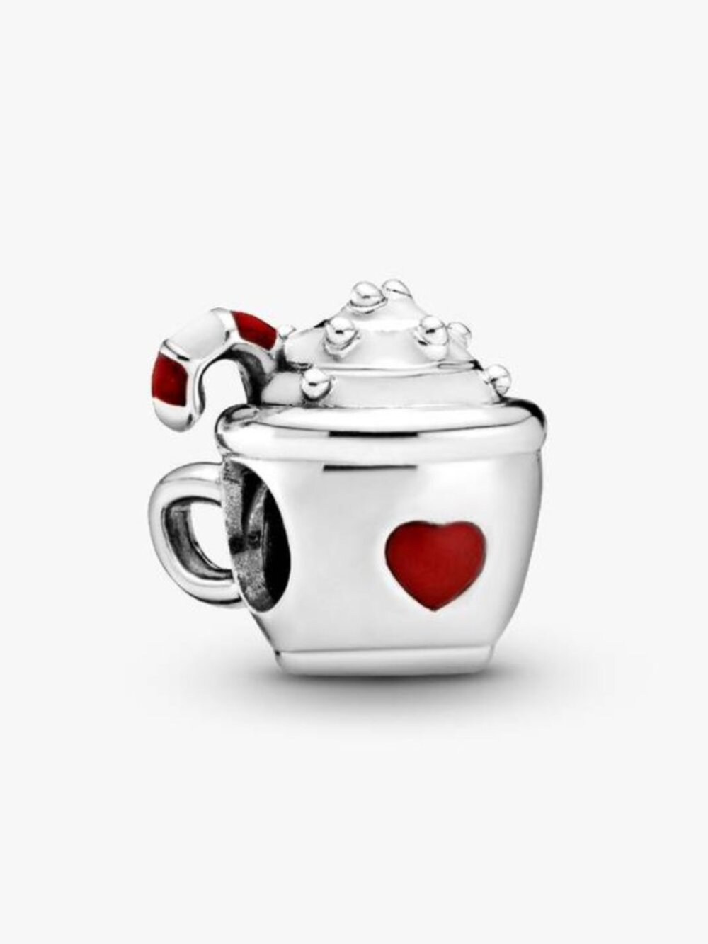 Pandora Cocoa mug silver charm with red and white enamel